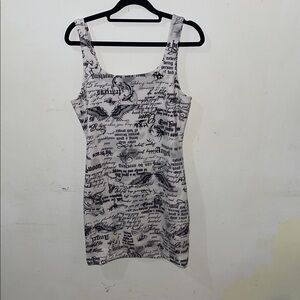 NOBO Black and White Text Print Mini Dress